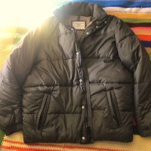Large dark green down jacket